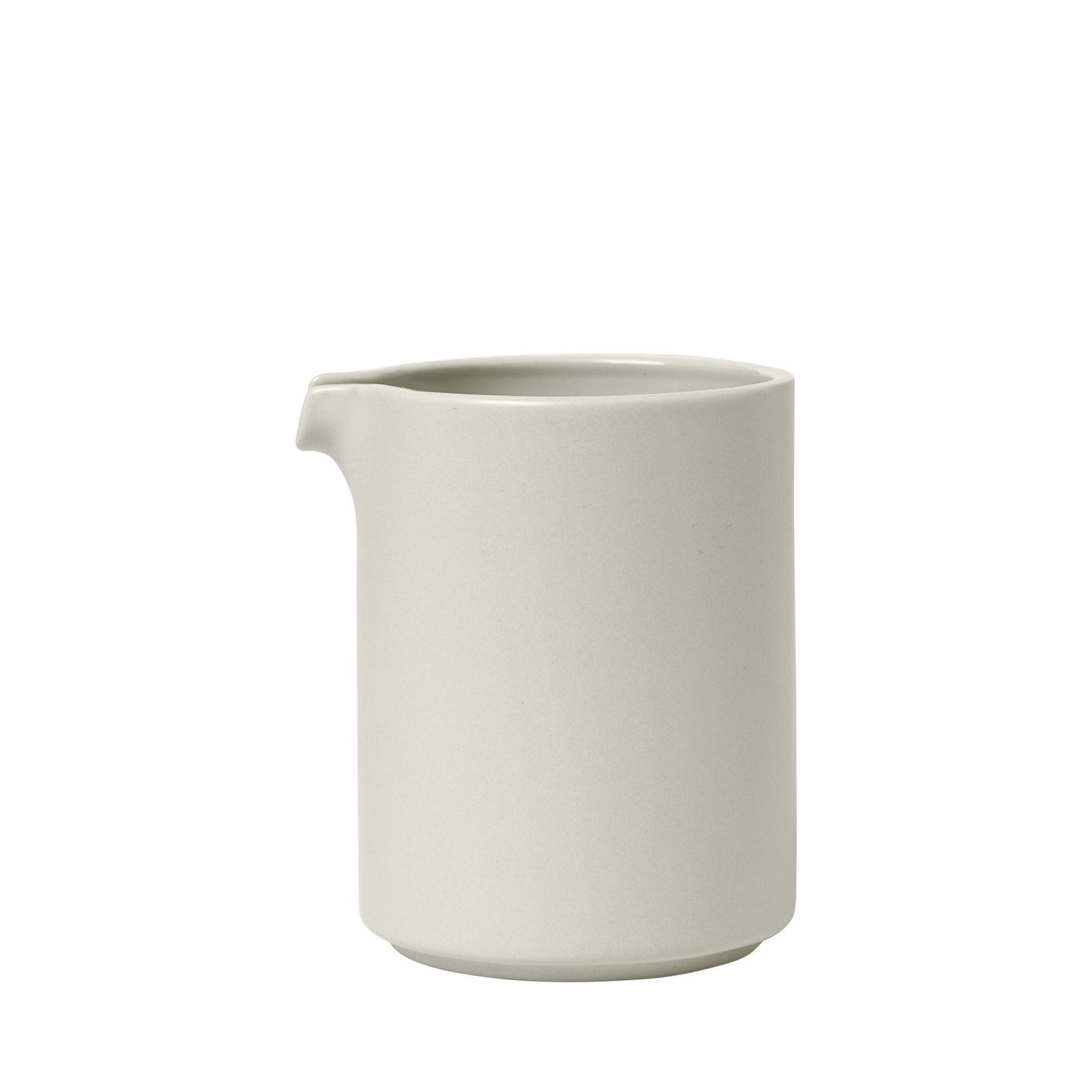 Minimalist white ceramic pitcher with a smooth finish and subtle pour spout.
