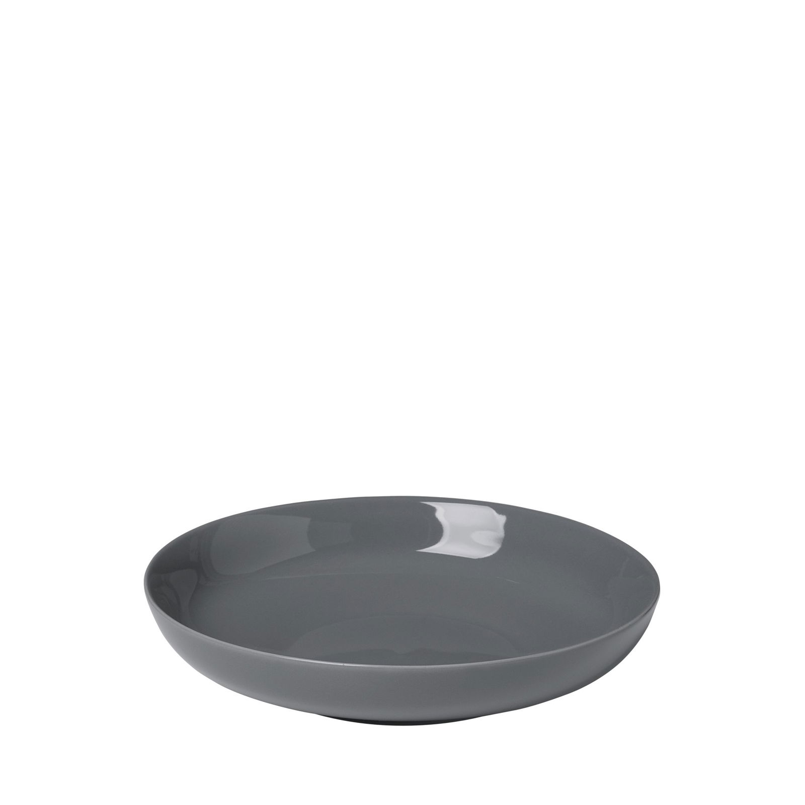 Elegante graue Keramikschale auf schwarzem Hintergrund, perfekt für moderne Tischdekorationen.
