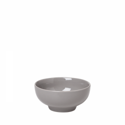 Elegant light gray ceramic bowl on a black background, perfect for modern dining decor.