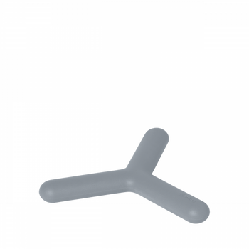 Gray Y-shaped abstract object with rounded edges on a black background.
