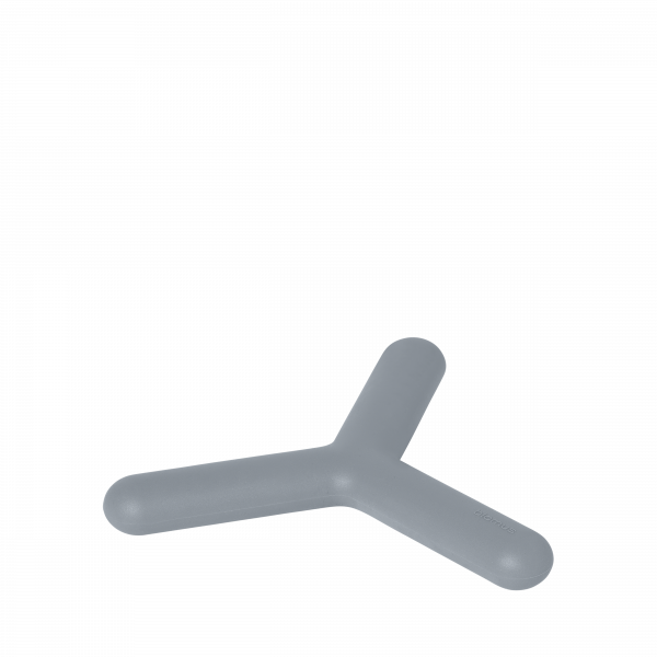 Gray Y-shaped abstract object with rounded edges on a black background.