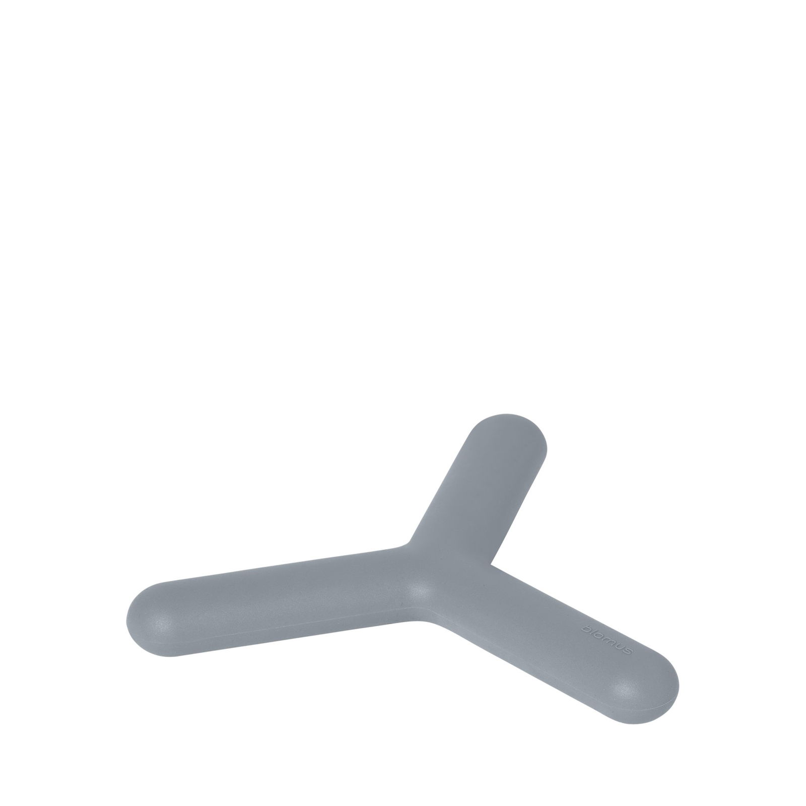 Gray Y-shaped abstract object with rounded edges on a black background.