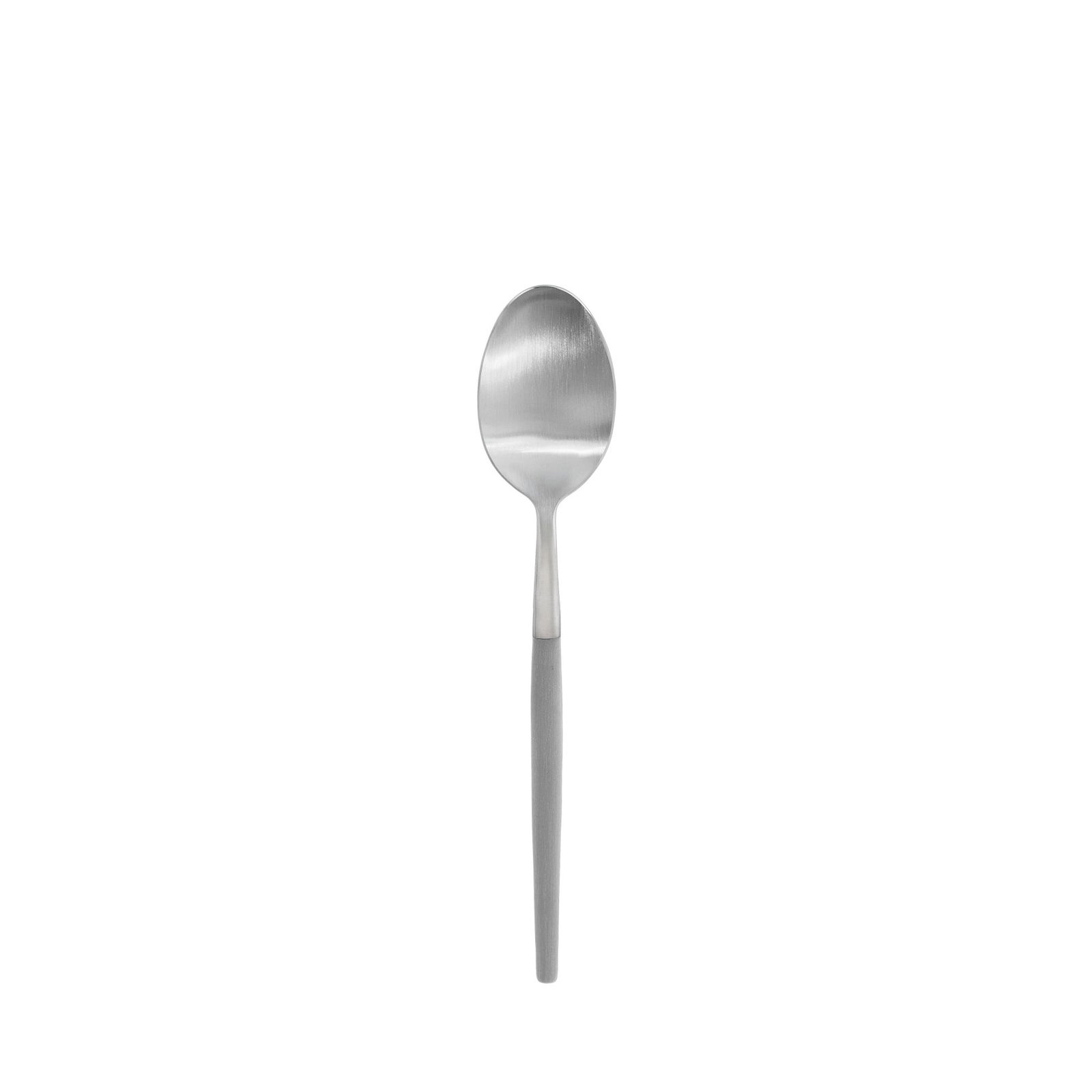 Silver stainless steel spoon on a black background, showcasing its elegant design.