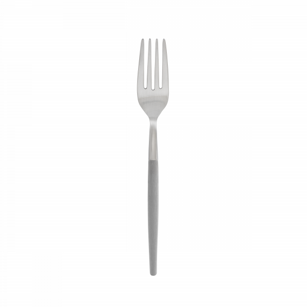 Edelstahlgabel mit einem eleganten Design auf schwarzem Hintergrund.
