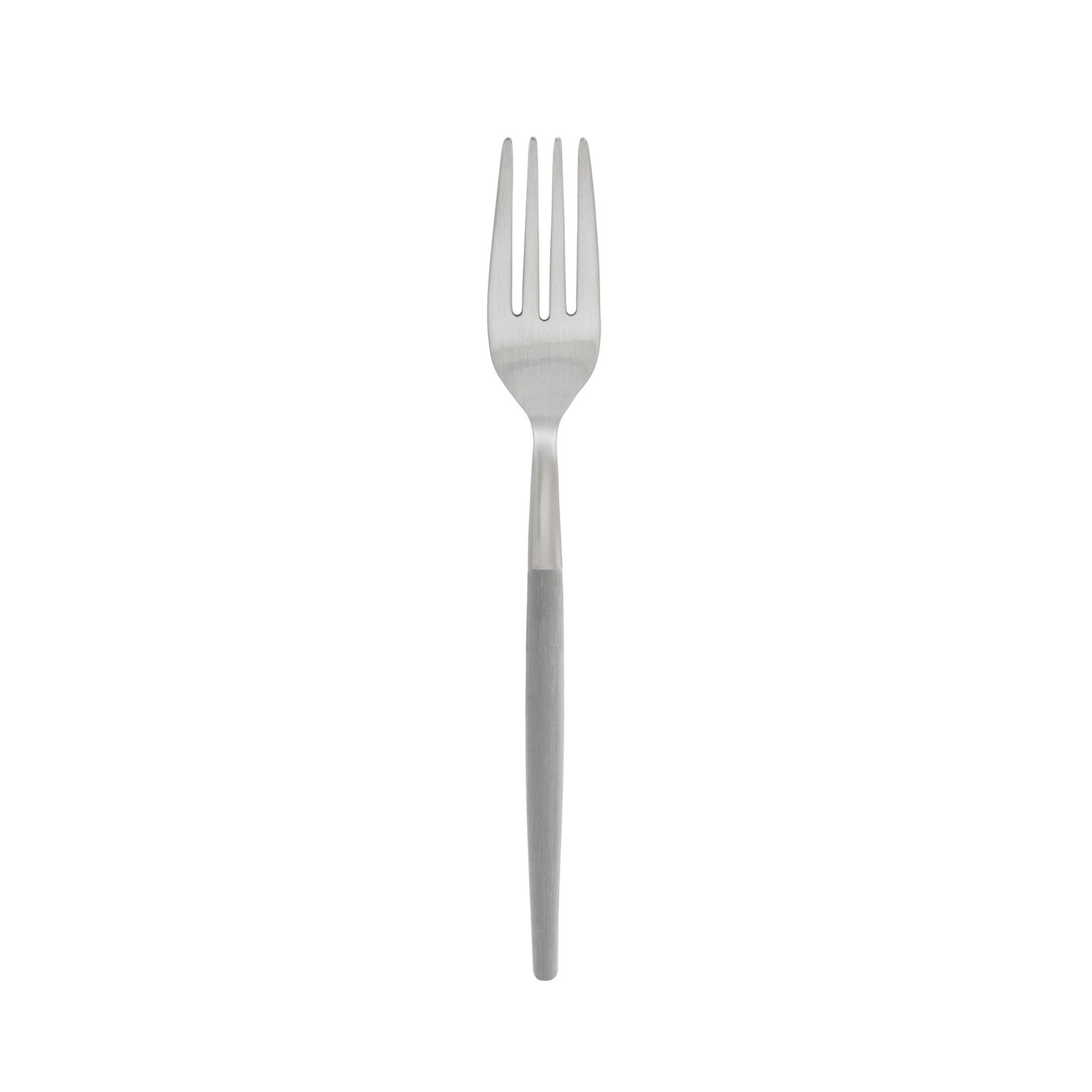 Edelstahlgabel mit einem eleganten Design auf schwarzem Hintergrund.