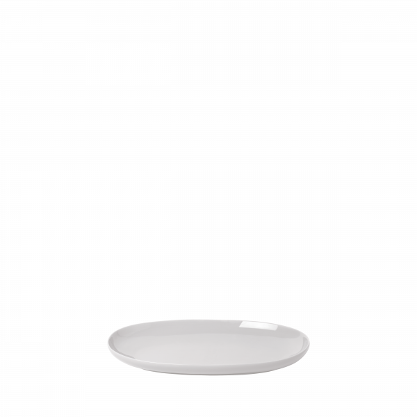 Plain white ceramic plate with a smooth surface and minimalistic design.
