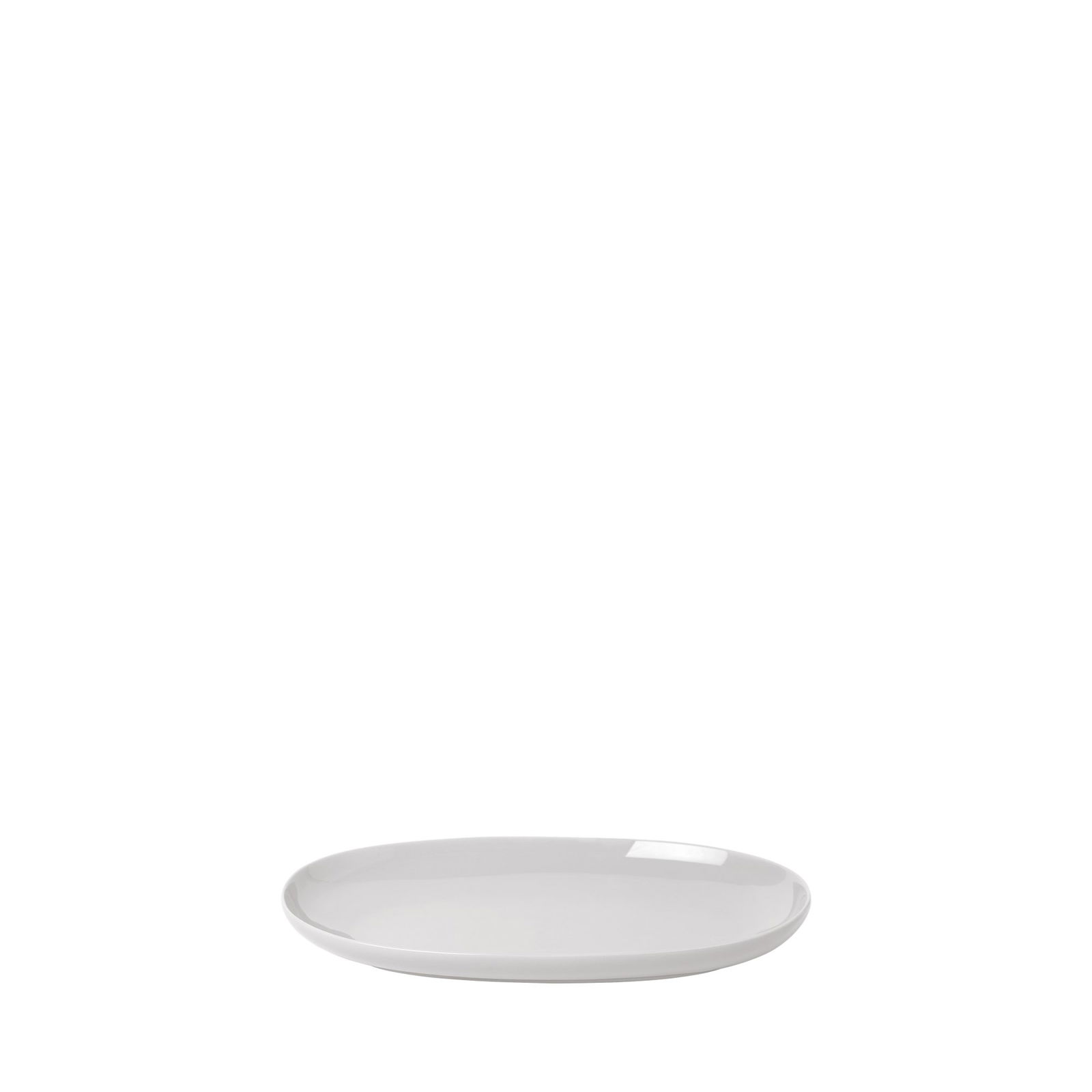 Plain white ceramic plate with a smooth surface and minimalistic design.