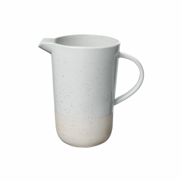 Minimalist ceramic pitcher featuring a speckled gray and beige design.