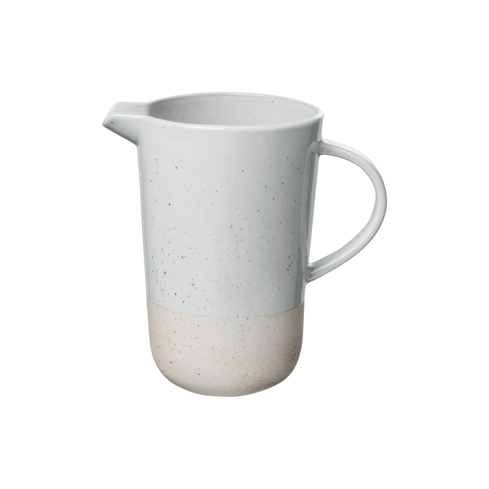 Minimalist ceramic pitcher featuring a speckled gray and beige design.
