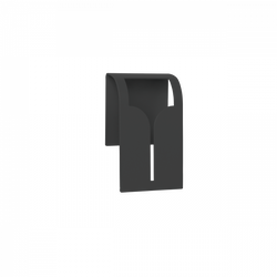 Black metal wall hook for organizing and displaying items.