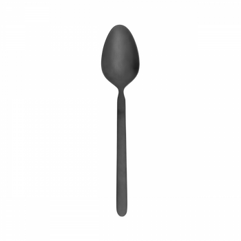 Black matte spoon on a black background showcasing a sleek, modern design.