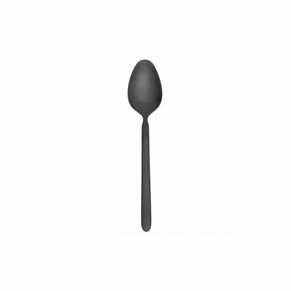 Black spoon on a dark background highlighting its sleek, minimalist design.