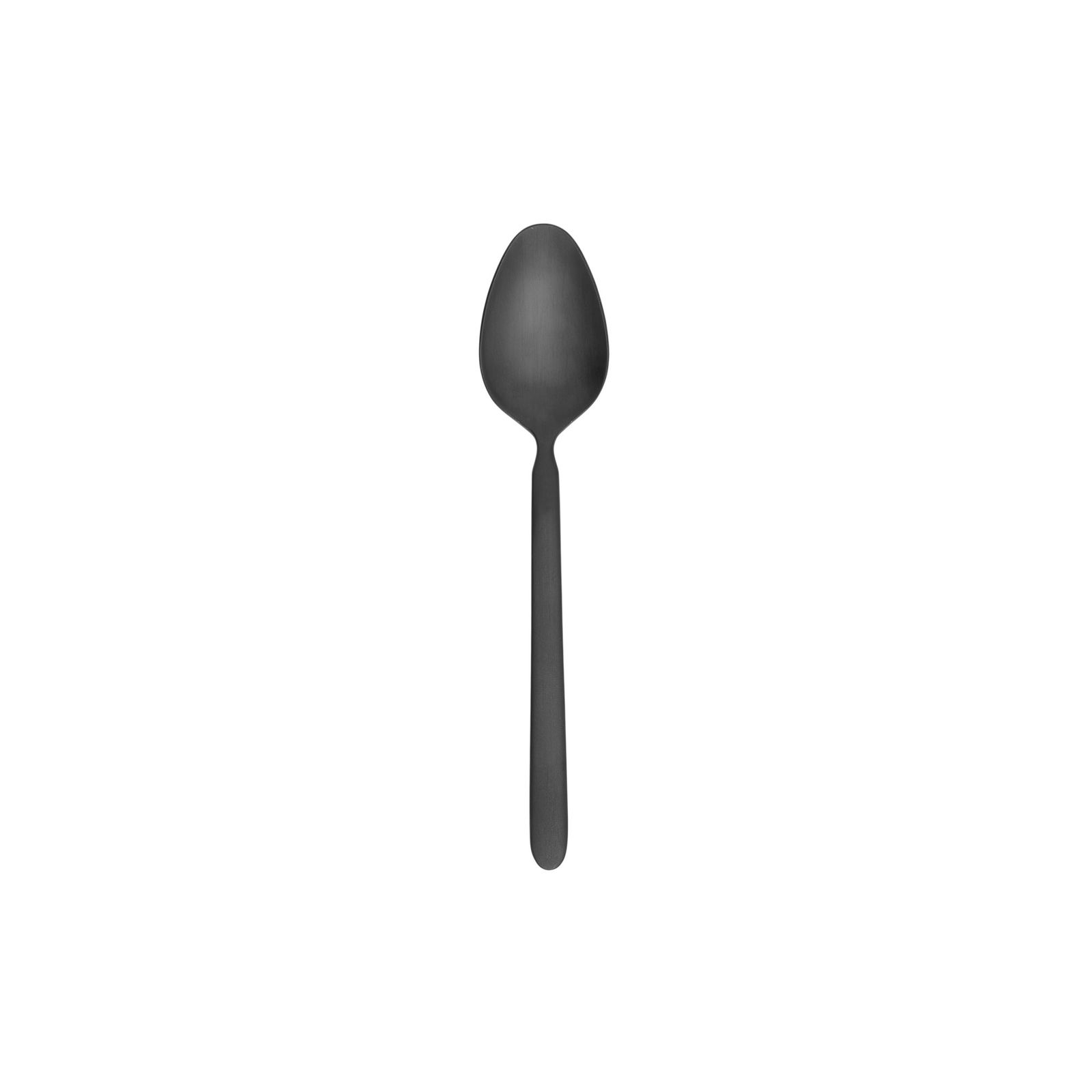Black spoon on a dark background highlighting its sleek, minimalist design.