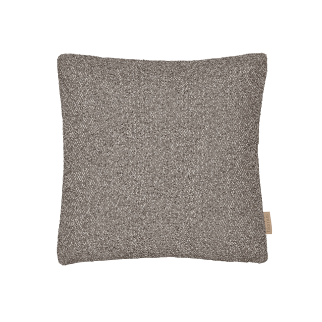 Grau melierter Kissenbezug aus hochwertigem Textil für modernes Wohndesign.
